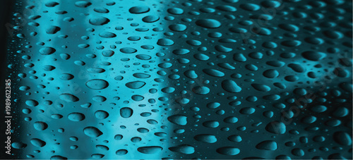 Close Up of Water Droplets on Cool Blue Aluminum Can, Refreshing Condensation Texture on Chilled Metal Surface for Beverage Branding and Cold Drink Advertising