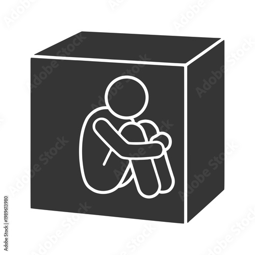 孤独と不安を抱える人物のシルエットアイコン