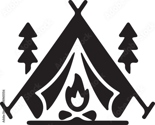 Travel rest camp, wildlife vector icon