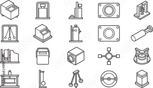Illustration of a collection of science equipment and tools, including various items essential for experiments and observation.