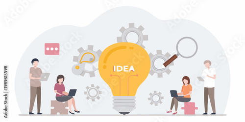 Team collaboration sparks a bright idea for innovation and problem solving