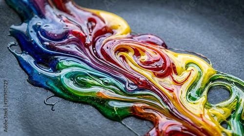 Melted candy forming flowing patterns representing sweetness.