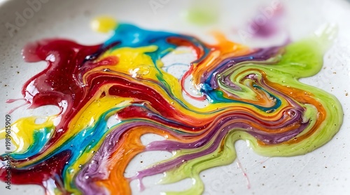 Melted candy forming flowing patterns representing sweetness.