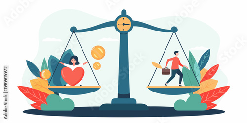 Balancing work and life an illustration depicting equal importance
