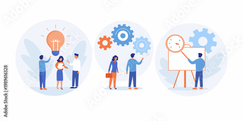 Team collaboration and innovation brainstorming strategy and project planning