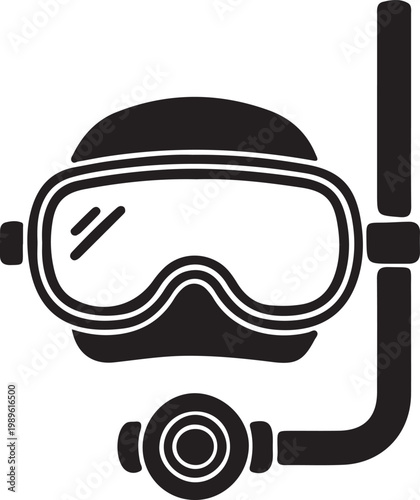 Water oxygen mask icon, flat black deep sea mask vector icon