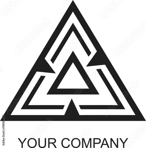 Abstract triangular logo design with geometric patterns for a modern business brand identity and corporate symbol representing innovation and growth