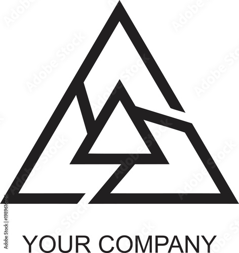Abstract geometric triangle logo design featuring interconnected lines, creating a modern and professional symbol ideal for corporate branding or creative businesses
