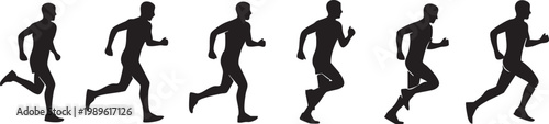 Running silhouettes a sequence of human figures in motion