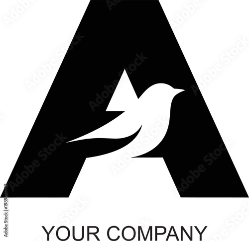 Creative Letter A Initial Monogram Logo featuring a Dynamic Bird Silhouette, an Elegant Vector Graphic Design for Modern Branding and Professional Identity
