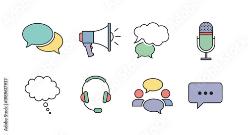 Photos Collection of communication icons and symbols.