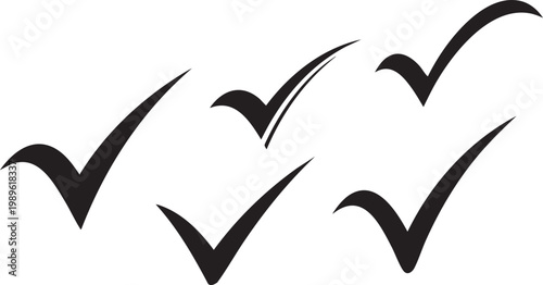 Collection of black check mark icons representing completion and approval