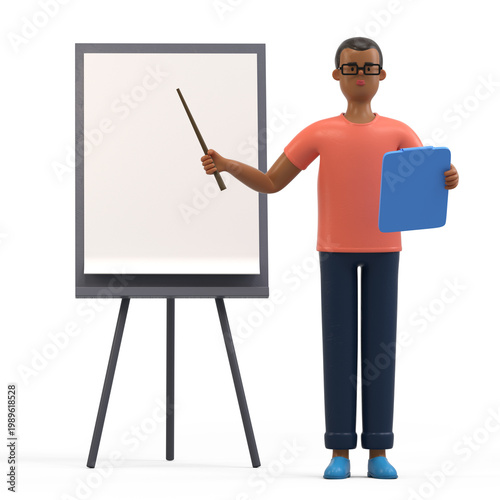 A man with a blank whiteboard