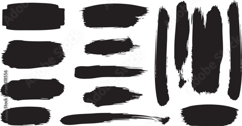 Abstract black brush strokes collection on a clean white background