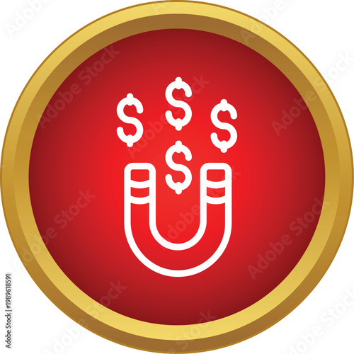 Magnet attracting multiple dollar signs, symbolizing financial success and wealth generation