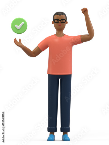 Man presenting a checkmark