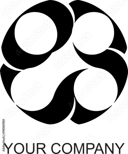 Abstract circular graphic design featuring interwoven elements, symbolizing continuity, motion, and unity. A versatile and modern vector illustration perfect for contemporary branding