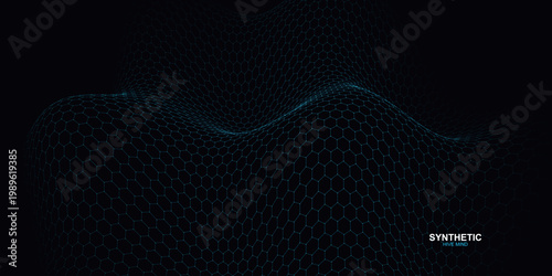 Synthetic, futuristic, blue, wave, pattern, background, design element, vector graphics