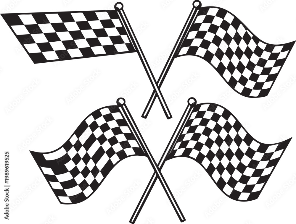 Fototapeta premium Black and white checkered racing flags a symbol of victory and speed