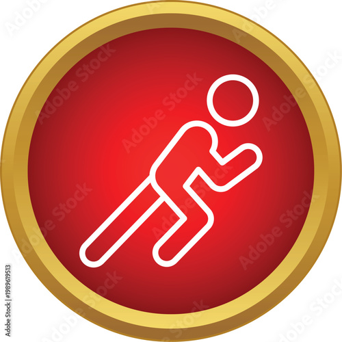 Athlete icon showing a man sprinting in a red circular button