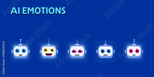Ai emotions a series of robots displaying different facial expressions