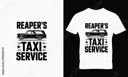 Reaper's taxi service t- shirt t-shirt black text