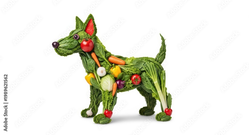 Fototapeta premium Dog made of vegetables, healthy eating concept