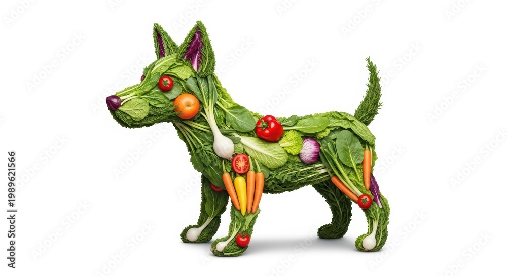 Fototapeta premium Dog made of vegetables, healthy food concept