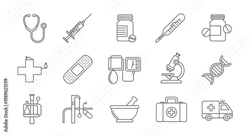 Medical icons and healthcare symbols.