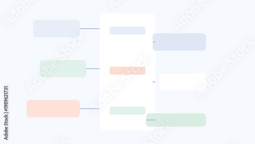 Premium SaaS dashboard background with vertical corridor layout, staggered side panels, soft pastel admin interface and clean modern UI system