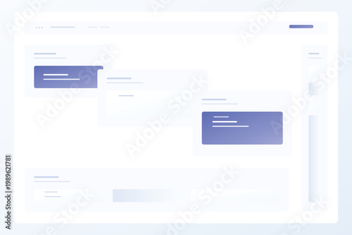 Premium SaaS dashboard UI background with staggered modular composition and slim side rail layered analytics blocks in clean vector style ui