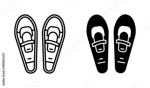 Snowshoeing Equipment Icon Set for Winter Hiking