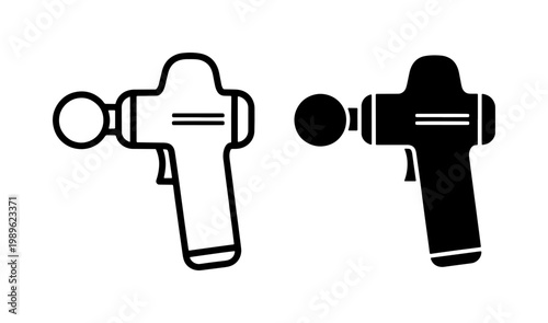 Percussive Massage Gun Icon Set for Muscle Recovery