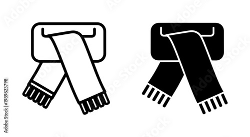 Winter Scarf Line and Silhouette Icon Set