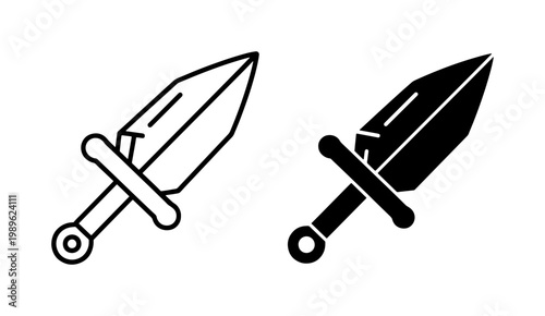 Medieval Dagger Icon Set in Outline and Glyph Style