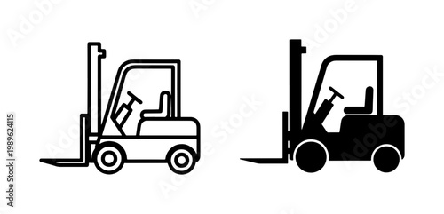 Forklift truck icon set for warehouse logistics and shipping