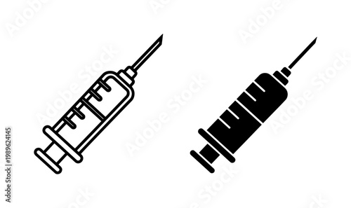 Medical Syringe Line and Glyph Icon Set