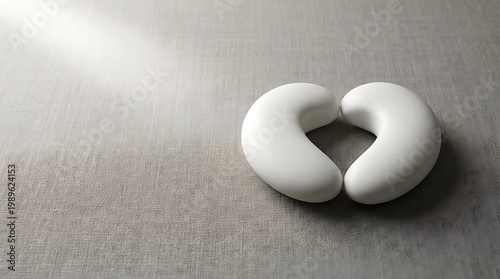 Two simple objects positioned to form a heart-shaped space between them, symbolizing love, care, and connection in a minimal concept scene.