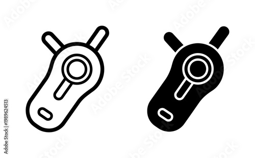 Walkie Talkie Radio Icon Set in Outline and Glyph Style
