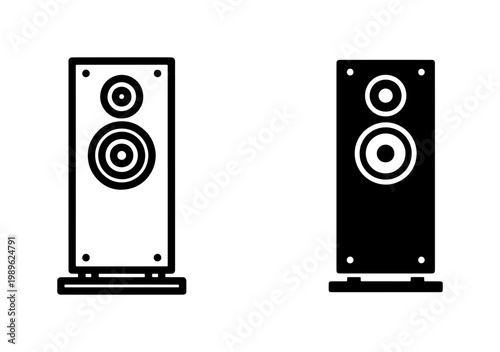 Audio Speaker Icon Set in Line and Solid Style