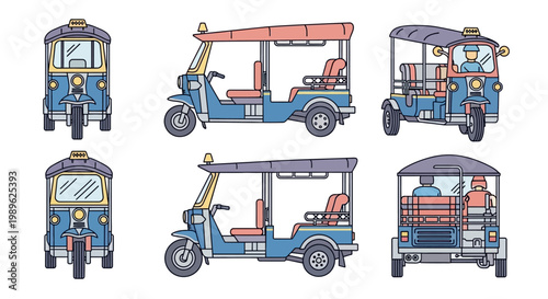 Blue Tuk Tuk Auto Rickshaw Vehicle.