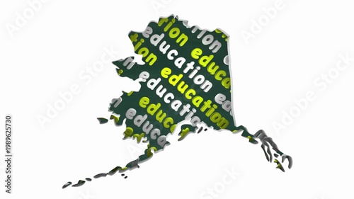 Alaska AK Education School Board District State Map Student Learning 3d Animation