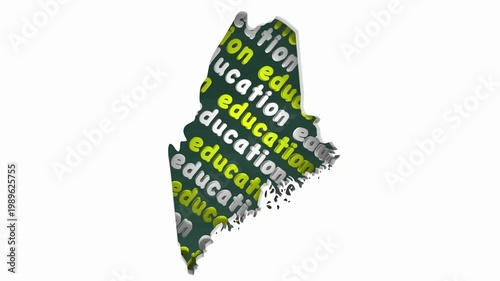 Maine ME Education School Board District State Map Student Learning 3d Animation