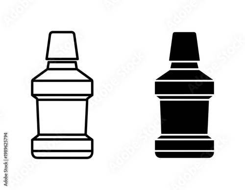 Mouthwash bottle icon set for dental hygiene and oral care