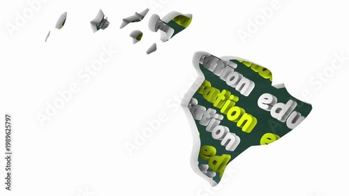 Hawaii HI Education School Board District State Map Student Learning 3d Animation