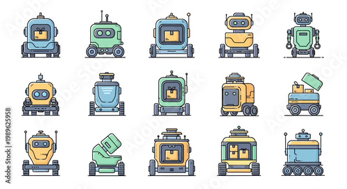 Collection of various robot illustrations.
