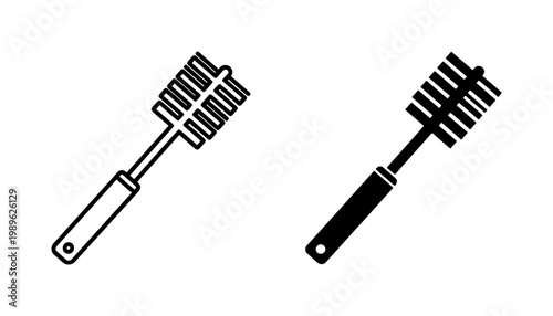 Bottle brush icon set for kitchen cleaning and baby care