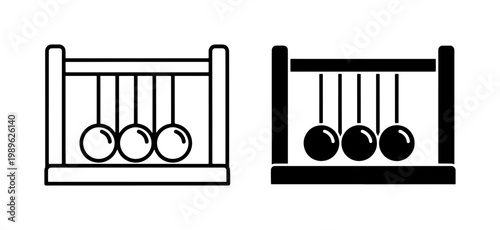 Newton Cradle Pendulum Icon Set Representing Physics Momentum