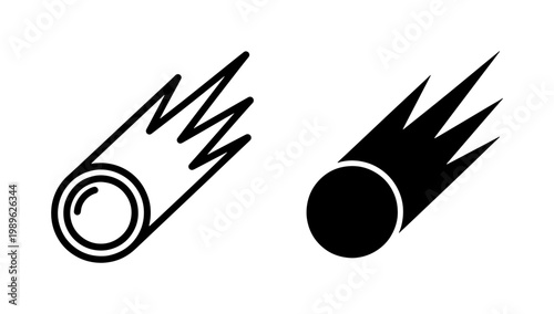 Falling Comet Meteorite Icon Set