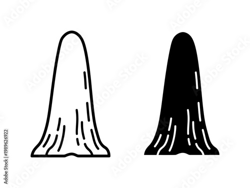 Minimalist Ghost Silhouette and Outline Icon Set